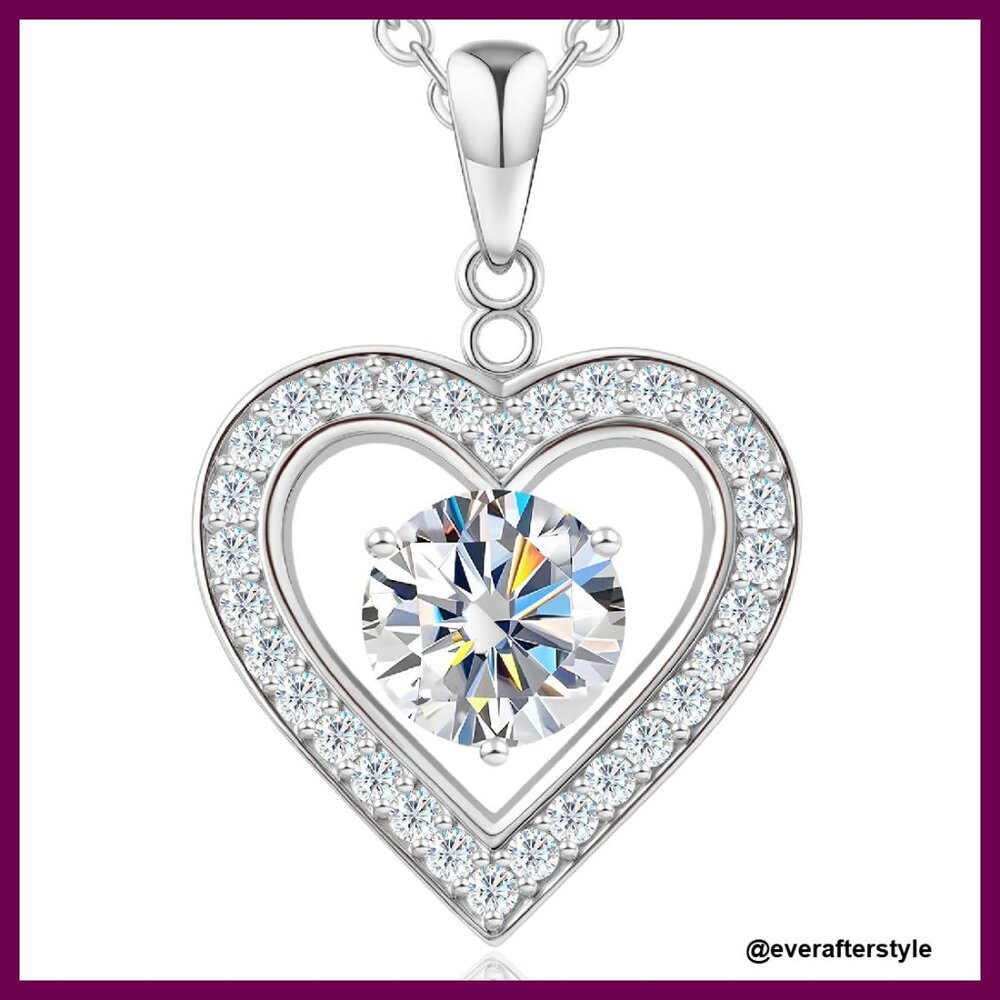 Moissanite Heart Necklace Elegant Statement Jewelry Gift For Women